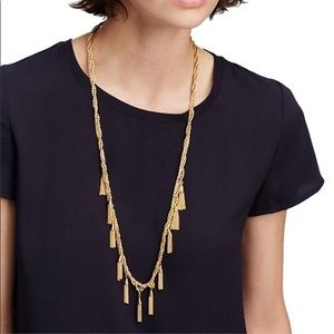Ann Taylor Gold Metallic Tassel Long Necklace